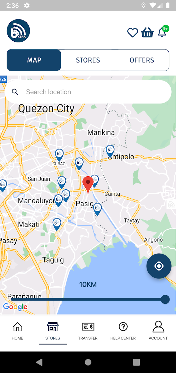 bXTRA PH live map of partner stores