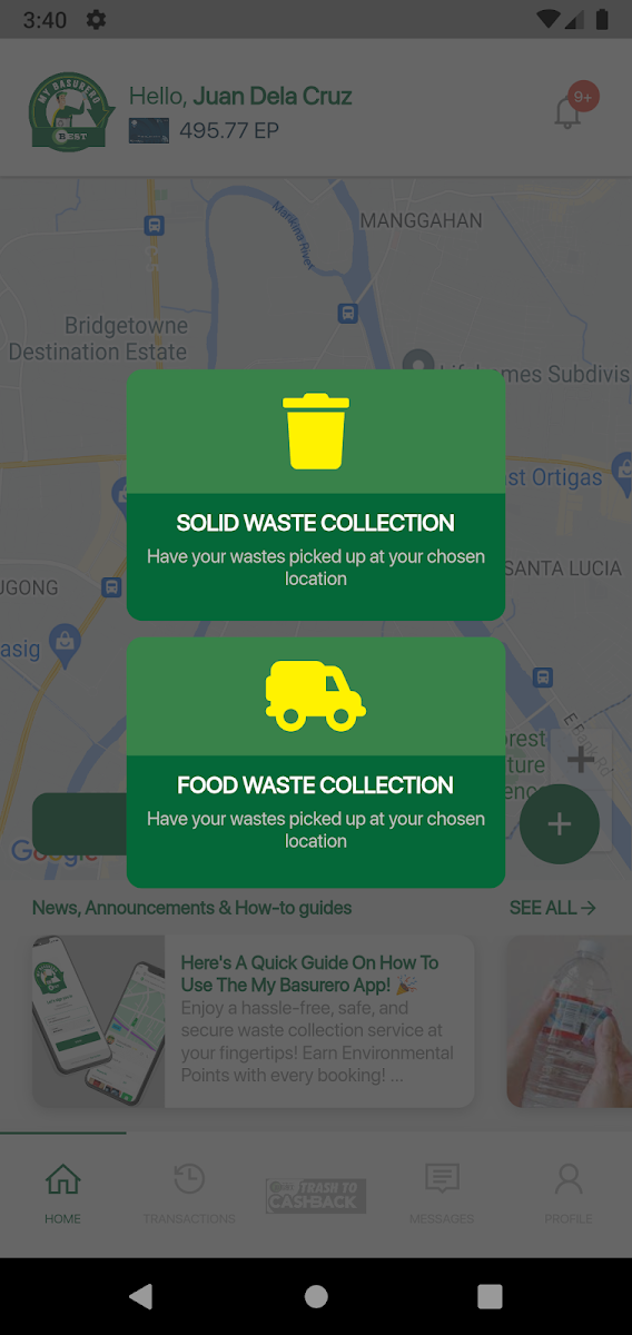 My Basurero waste collection booking options