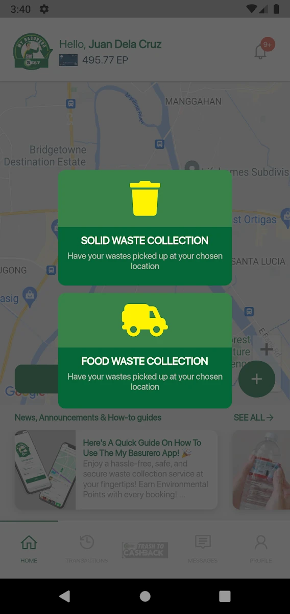 My Basurero waste collection booking options